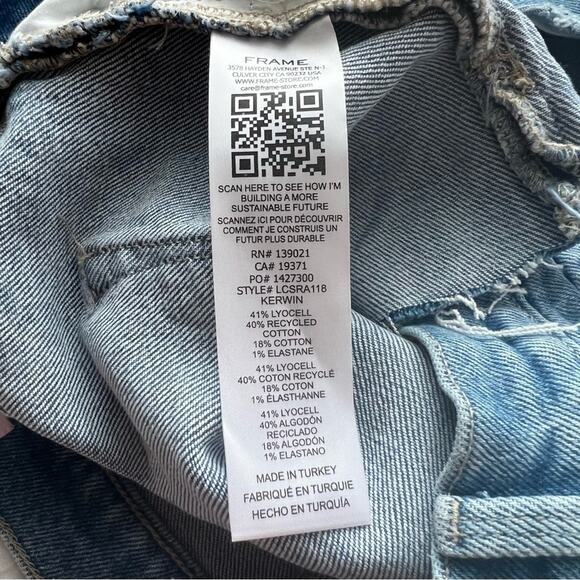 Frame Le Cutoff Frayed Hem Denim Shorts In Kerwin Blue Women Size 28 - Picture 6 of 7